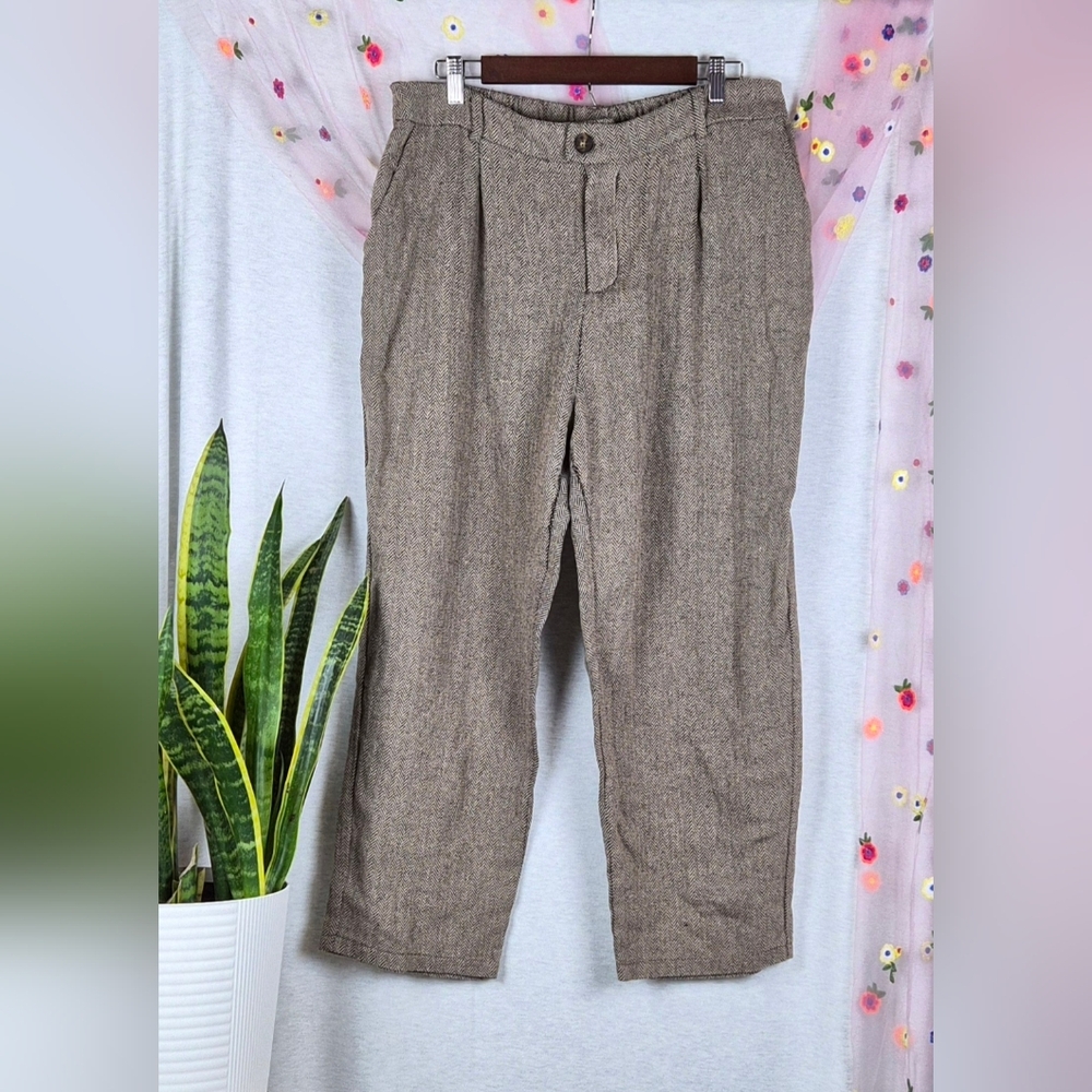 Shein 2XL Herringbone Trousers Elastic Waist Casual Work Pants